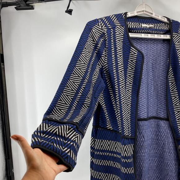 Dana Buchman Warm Luxe Cardigan Duster blue black open front office school sz XL - Picture 4 of 6